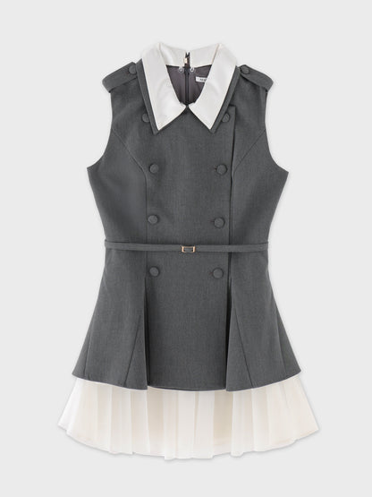 Peplum tulle trench mini onepiece(eme11016)