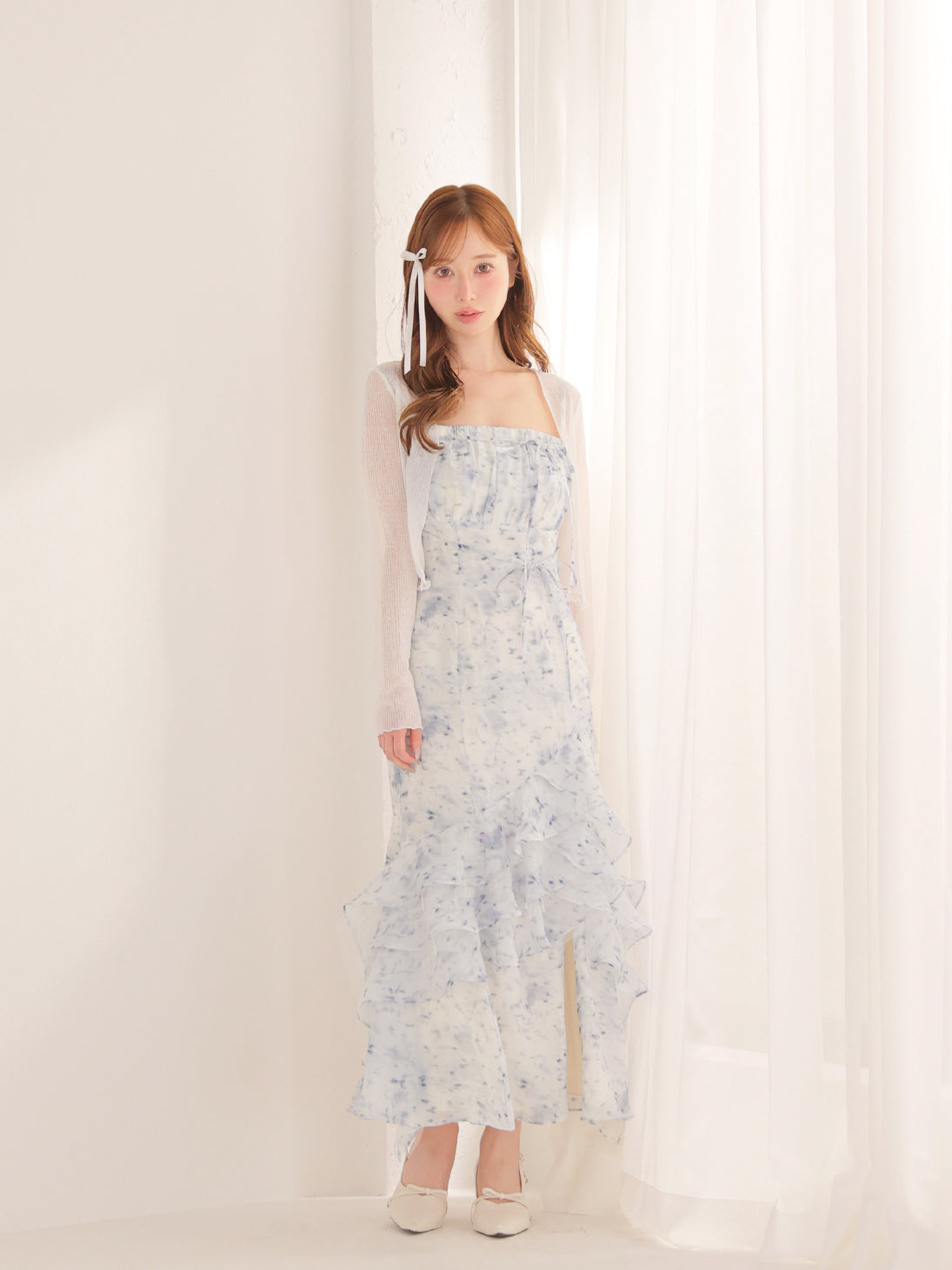 Floral tiered frill long onepiece(eme11017) – M me eme