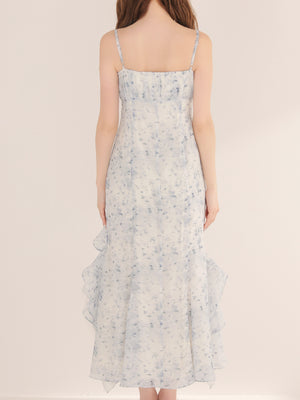 Floral tiered frill long onepiece(eme11017)