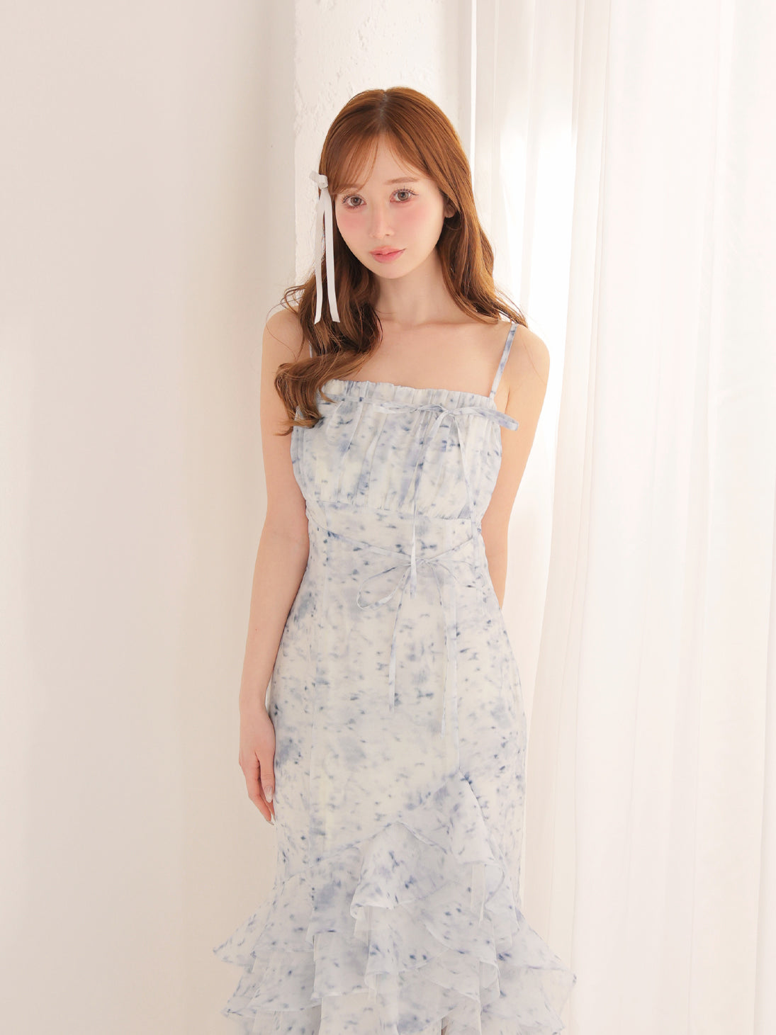 Floral tiered frill long onepiece(eme11017) – M me eme