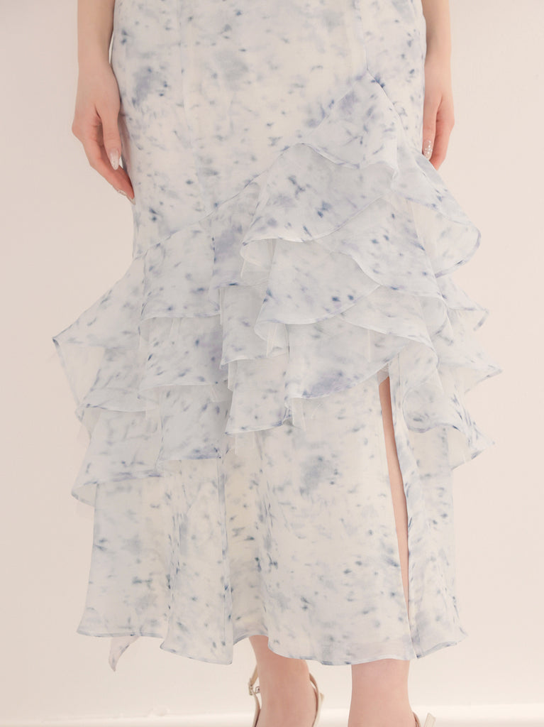 Floral tiered frill long onepiece(eme11017)