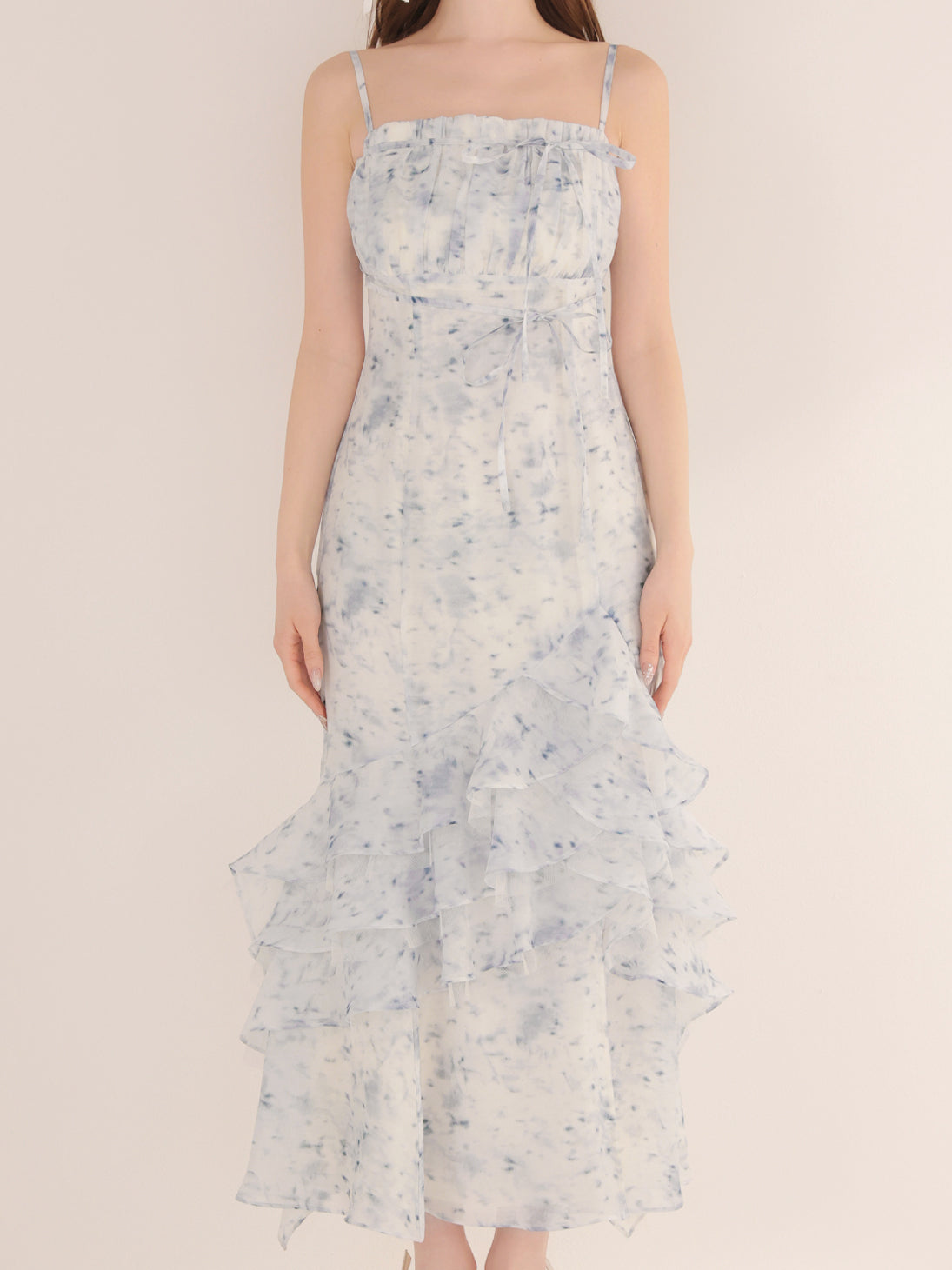 Floral tiered frill long onepiece(eme11017) – M me eme