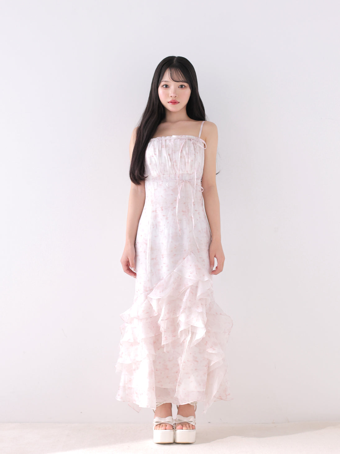 エムエメ Floral tiered frill long onepiece Floral tiered frill long onepiece(eme11017) – M me eme