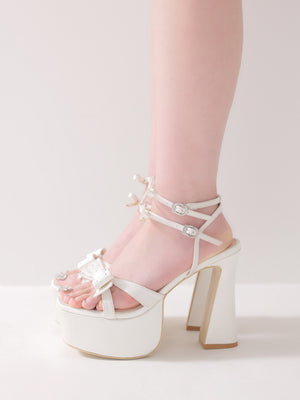 Front cross ribbon platform sandal(eme11021)