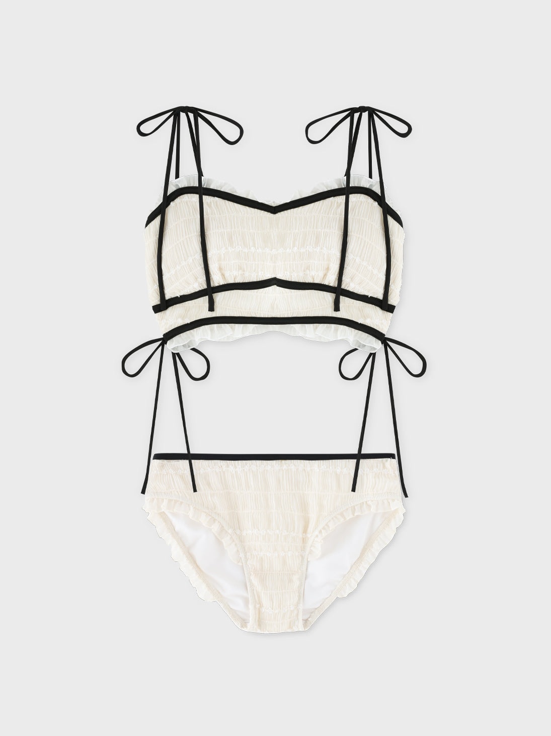 【Pre Order】Side gather chiffon swimwear(eme11023)