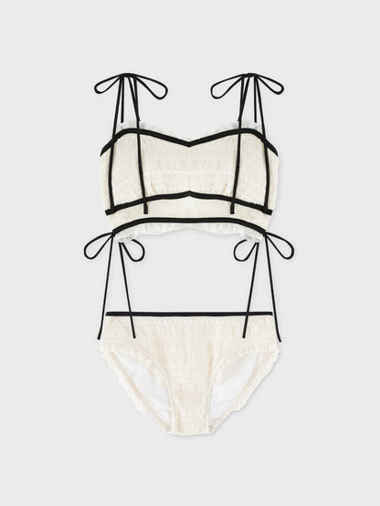 【Pre Order】Side gather chiffon swimwear(eme11023)