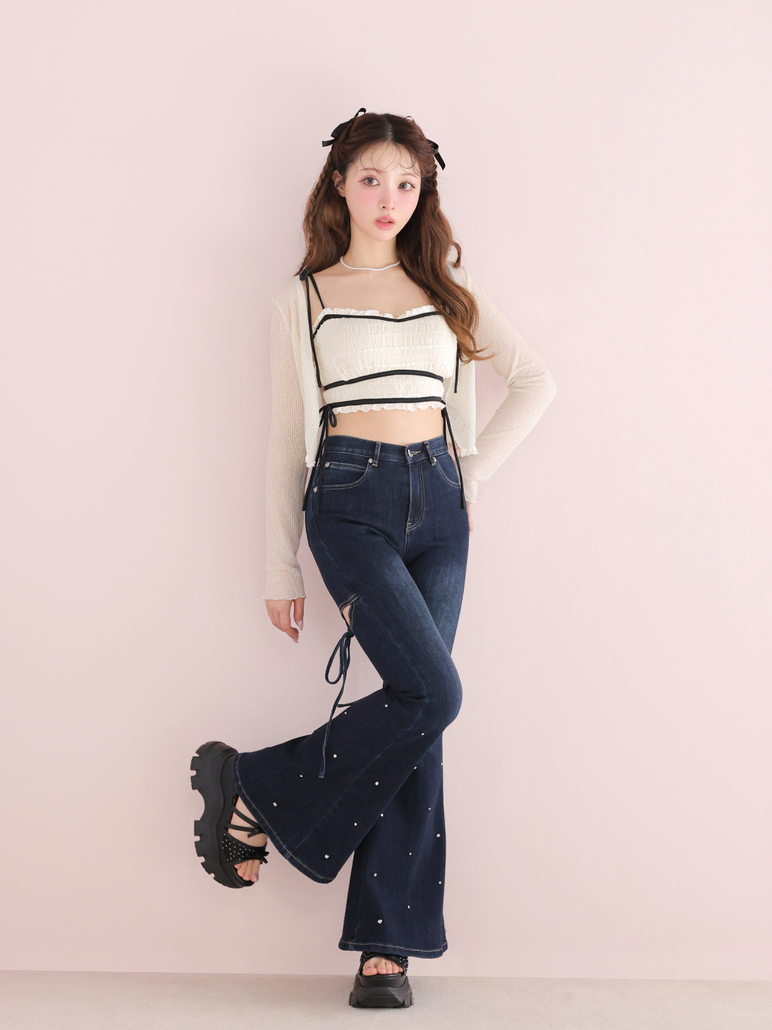 Sheer dot mini ribbon sports sandal(eme10580) – M me eme