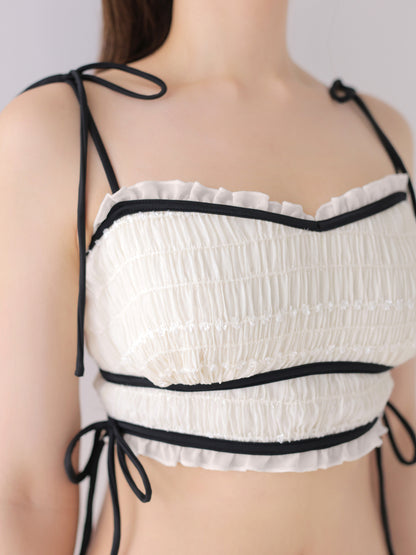 【Pre Order】Side gather chiffon swimwear(eme11023)