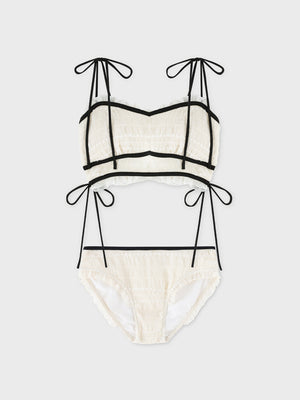 【Pre Order】Side gather chiffon swimwear(eme11023)