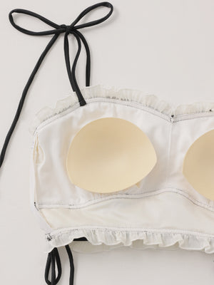 【Pre Order】Side gather chiffon swimwear(eme11023)