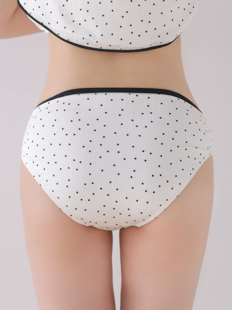 【Pre Order】Petite dot ribbon peplum swimwear(eme11024)