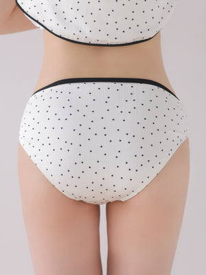 【Pre Order】Petite dot ribbon peplum swimwear(eme11024)