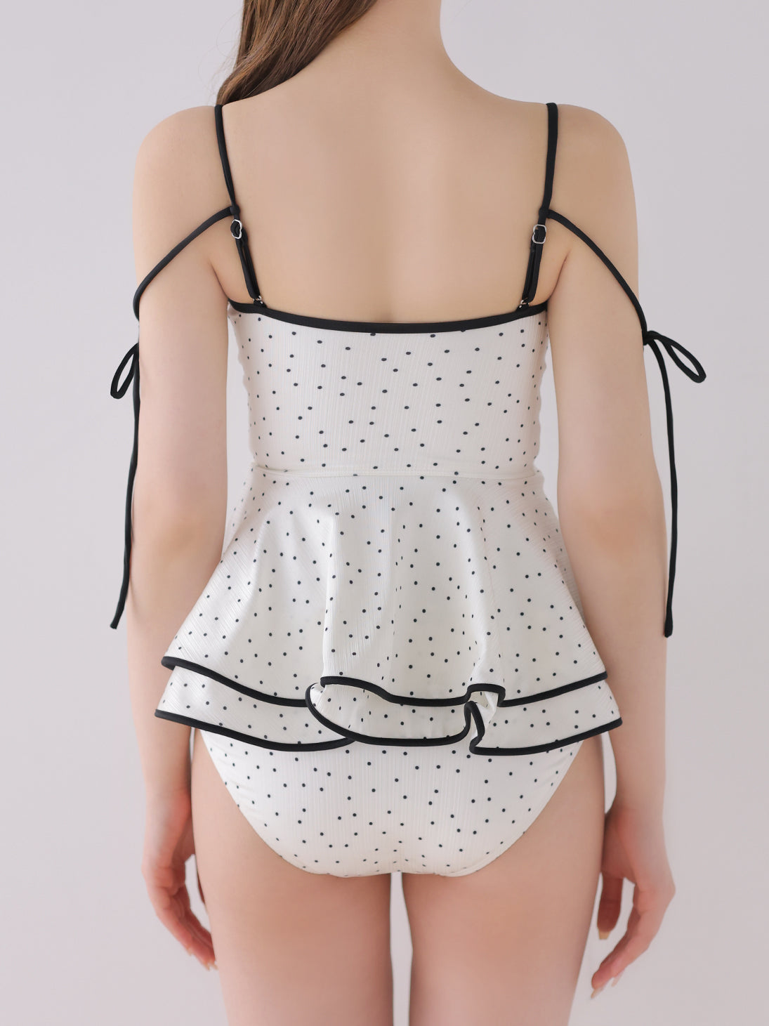 Petite dot ribbon peplum swimwear(eme11024) – M me eme
