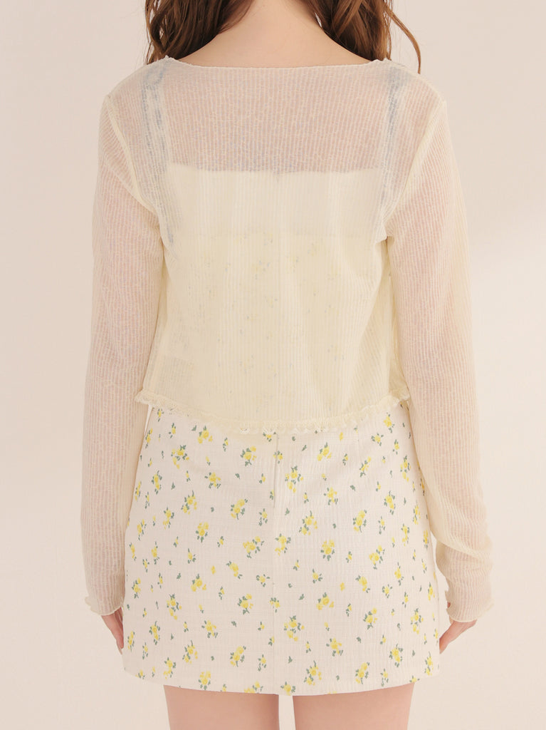 Mellow cut open sheer cardigan (eme11125)