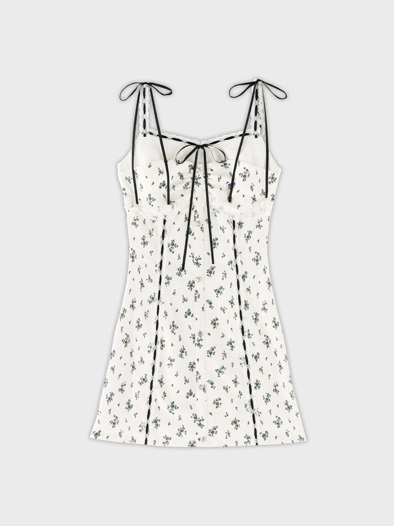 【Pre order】Strap ribbon flower mini onepiece(eme11028)