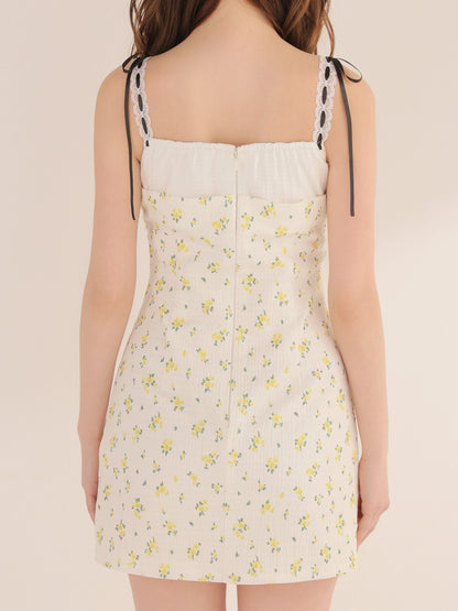 【Pre order】Strap ribbon flower mini onepiece(eme11028)