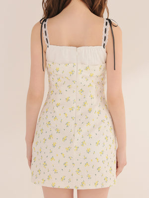 【Pre order】Strap ribbon flower mini onepiece(eme11028)