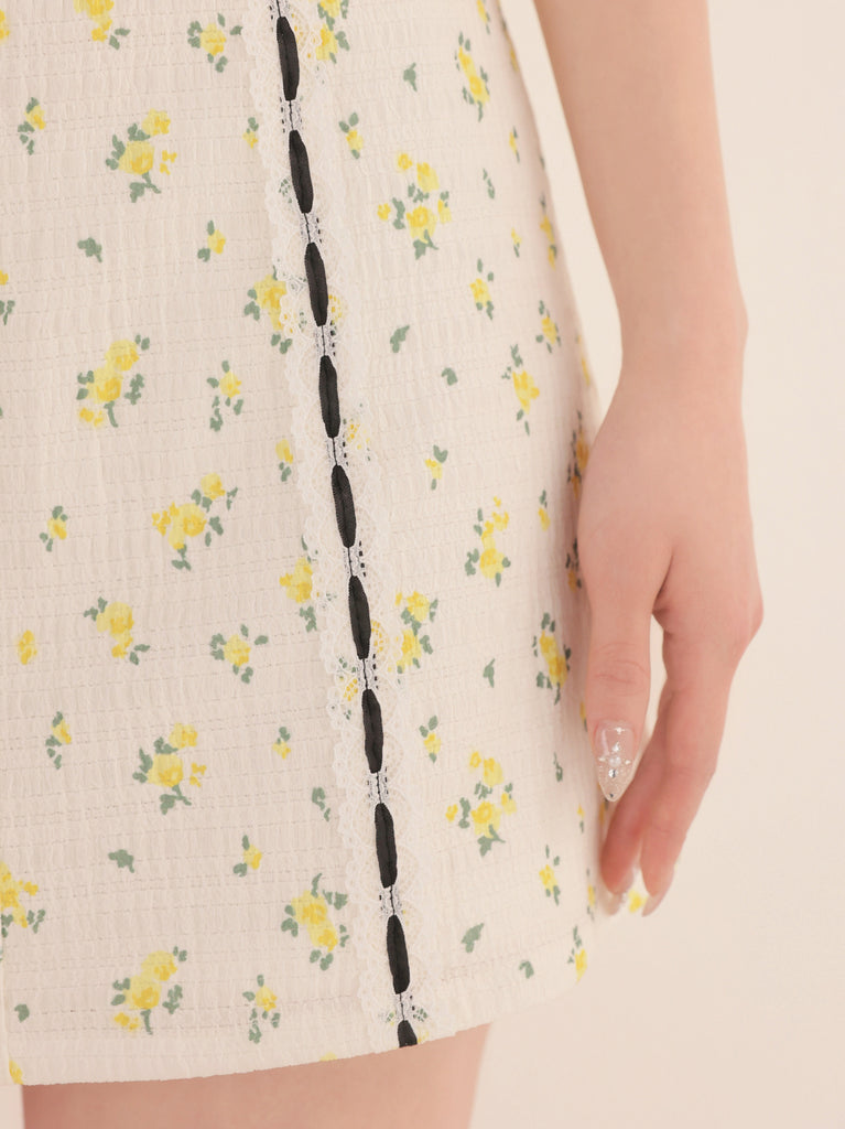 【Pre order】Strap ribbon flower mini onepiece(eme11028)