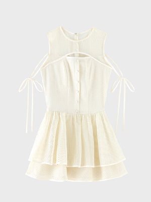 【Pre Order】Sheer decollete mesh lace mini onepiece(eme11029)