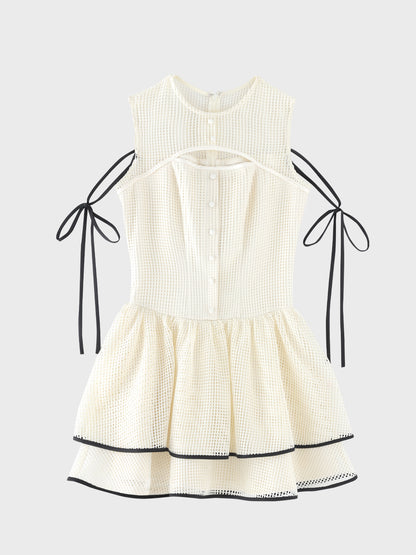 【Pre Order】Sheer decollete mesh lace mini onepiece(eme11029)