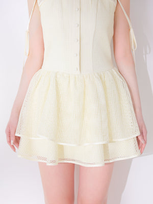 【Pre Order】Sheer decollete mesh lace mini onepiece(eme11029)