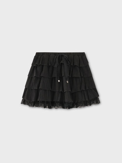 Tiered frill gathered mini skirt (eme11031)