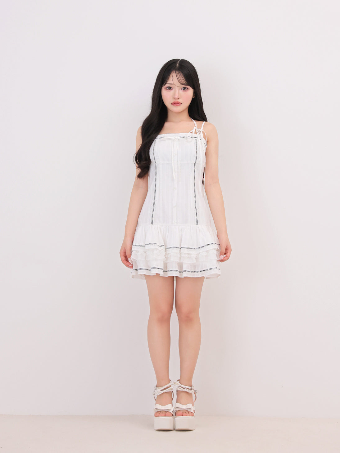 Cotton lace ribbon cami mini onepiece(eme11040) – M me eme