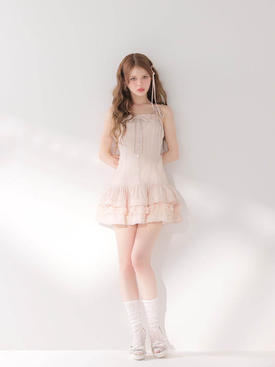 Cotton lace ribbon cami mini onepiece(eme11040) – M me eme