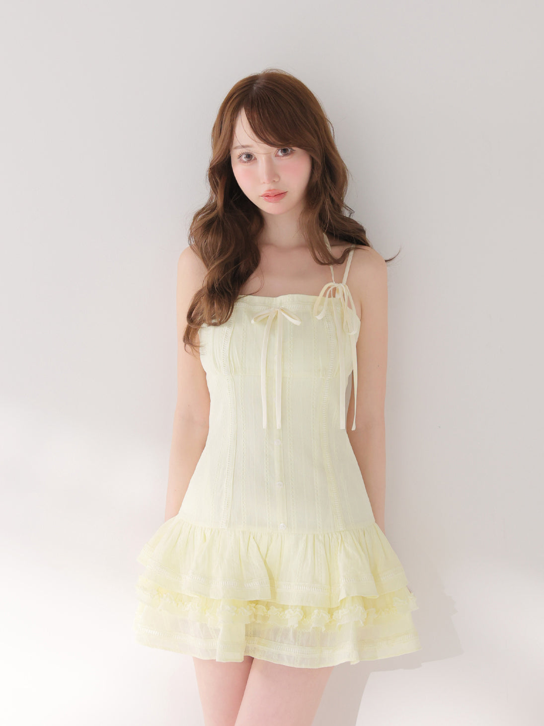 Cotton lace ribbon cami mini onepiece(eme11040) – M me eme