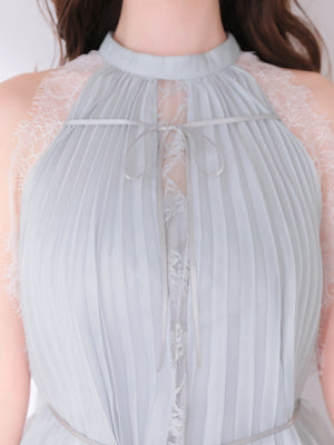 Lame chiffon lace halter ribbon blouse(eme11053)