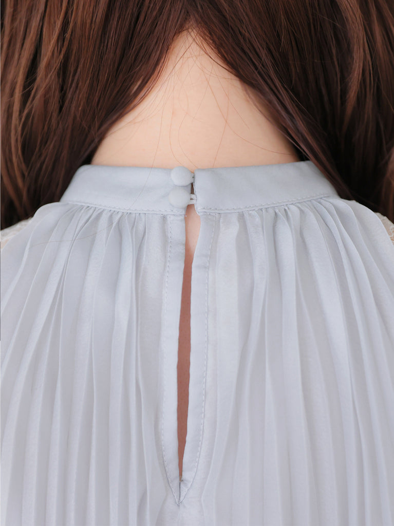 Lame chiffon lace halter ribbon blouse(eme11053)
