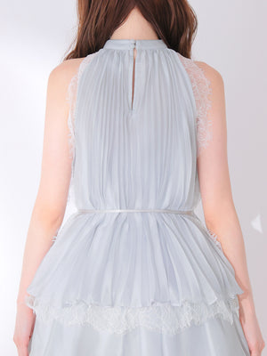Lame chiffon lace halter ribbon blouse(eme11053)