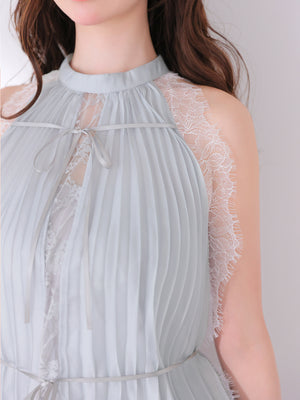 Lame chiffon lace halter ribbon blouse(eme11053)