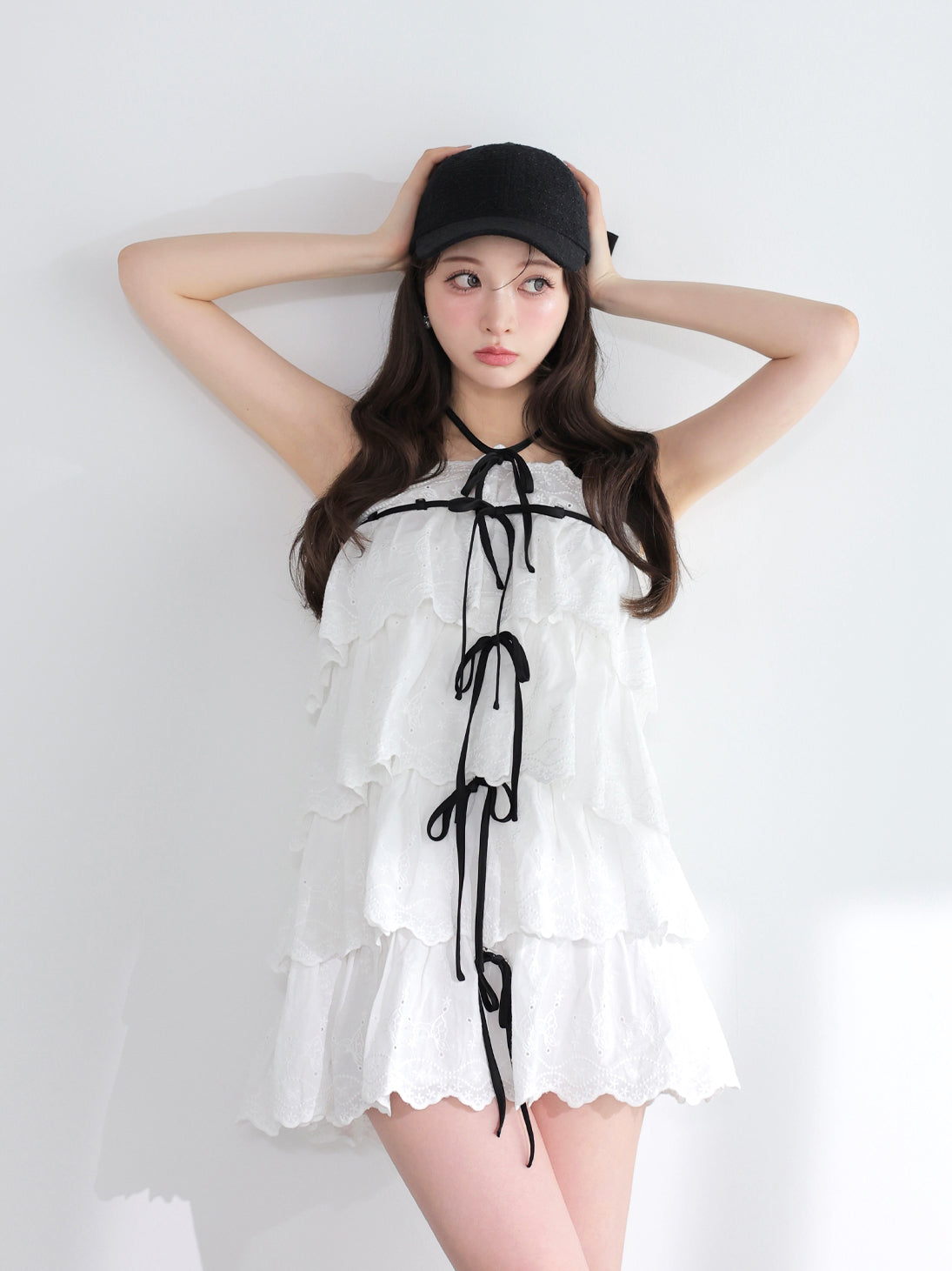 Scallop lace ribbon tiered mini onepiece(eme11054) – M me eme