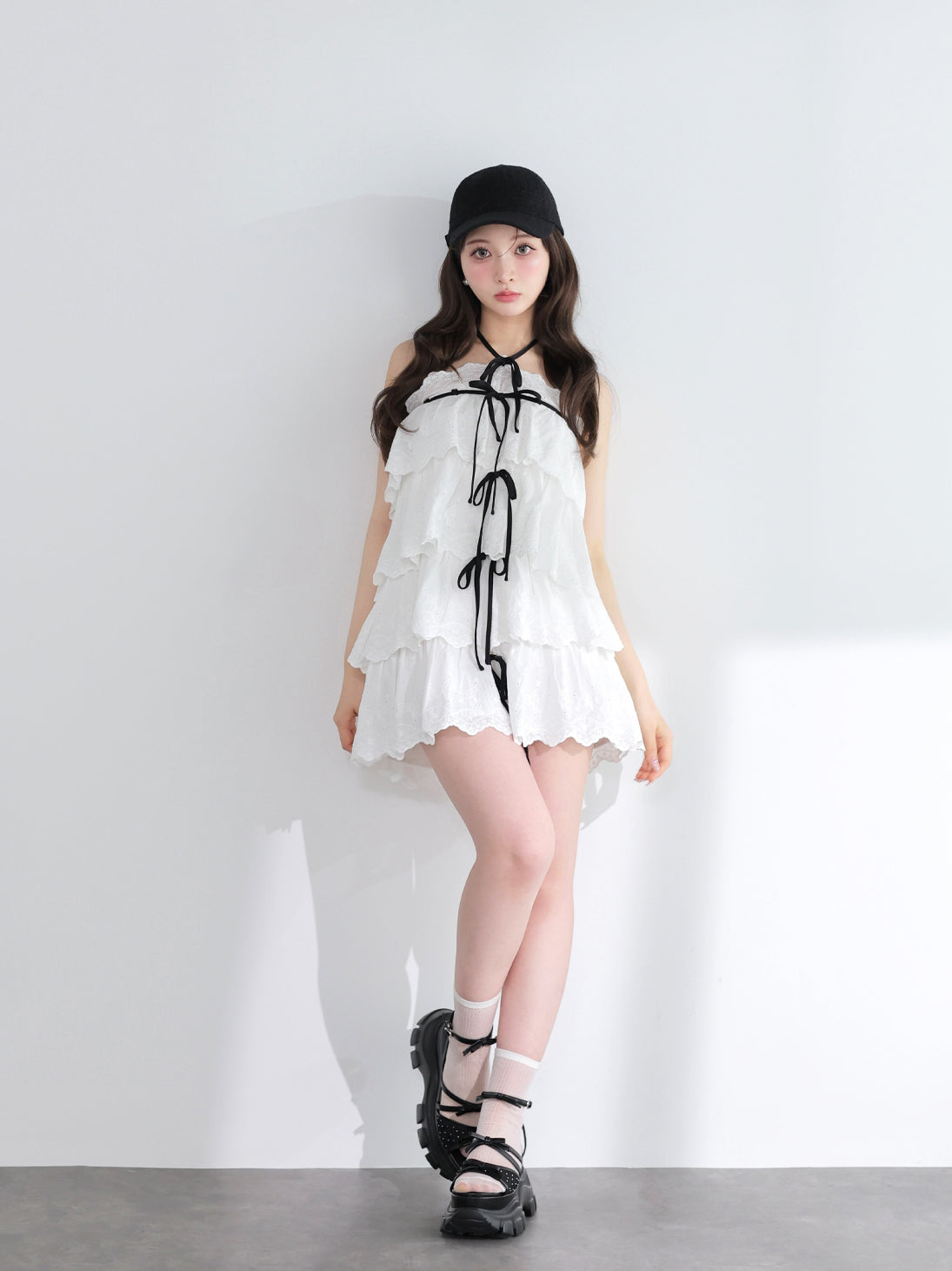 Scallop lace ribbon tiered mini onepiece(eme11054) – M me eme