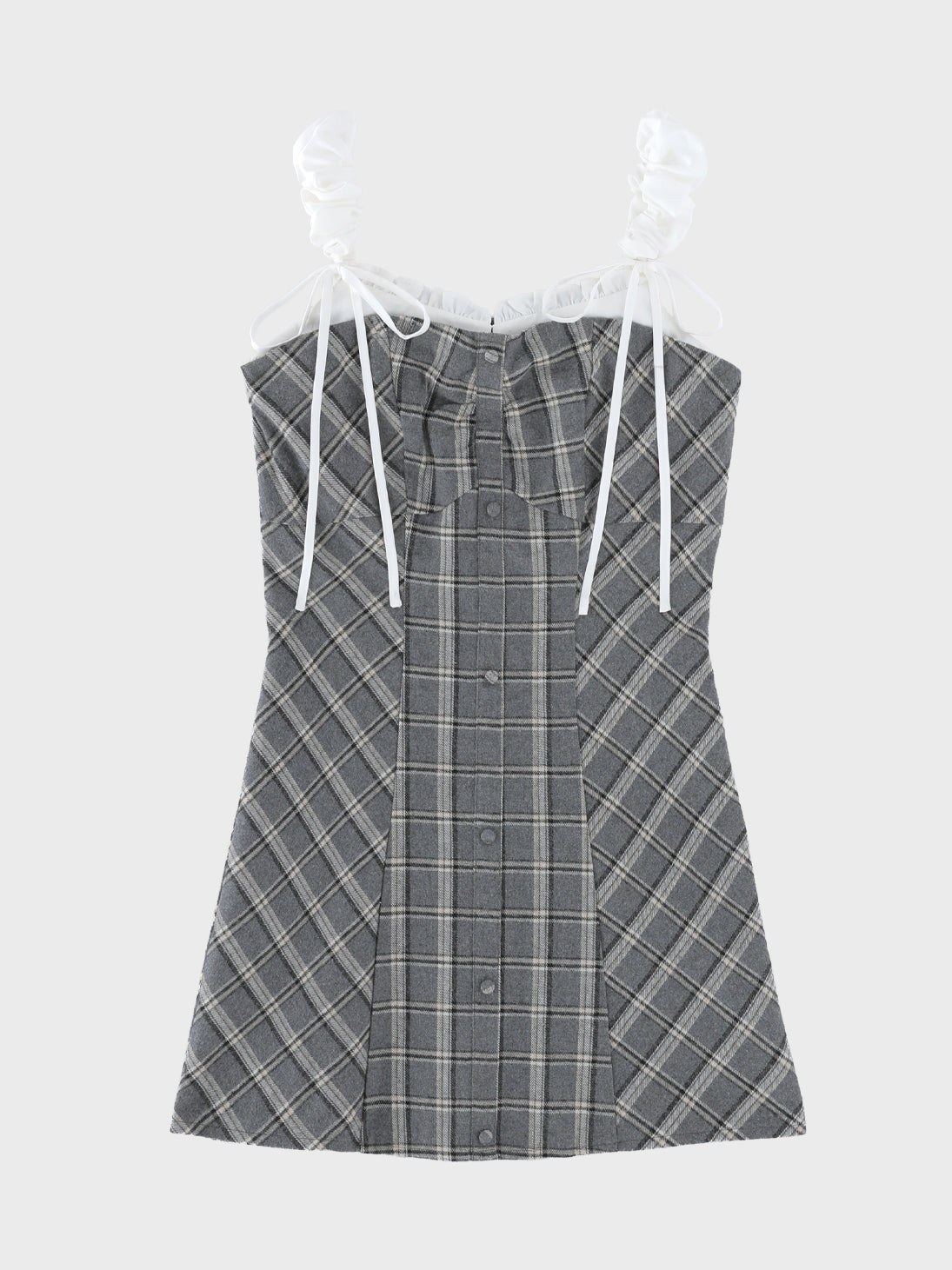 Frill layered check twill cami one-piece (eme11055)