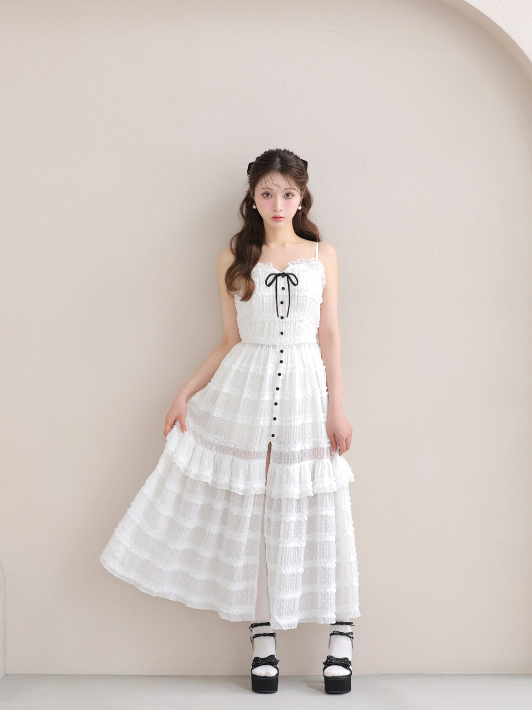 Mmeeme ロマンティックレースキャミスリットワンピース フリーサイズ Romantic lace cami slit onepiece(eme11056) – M me eme