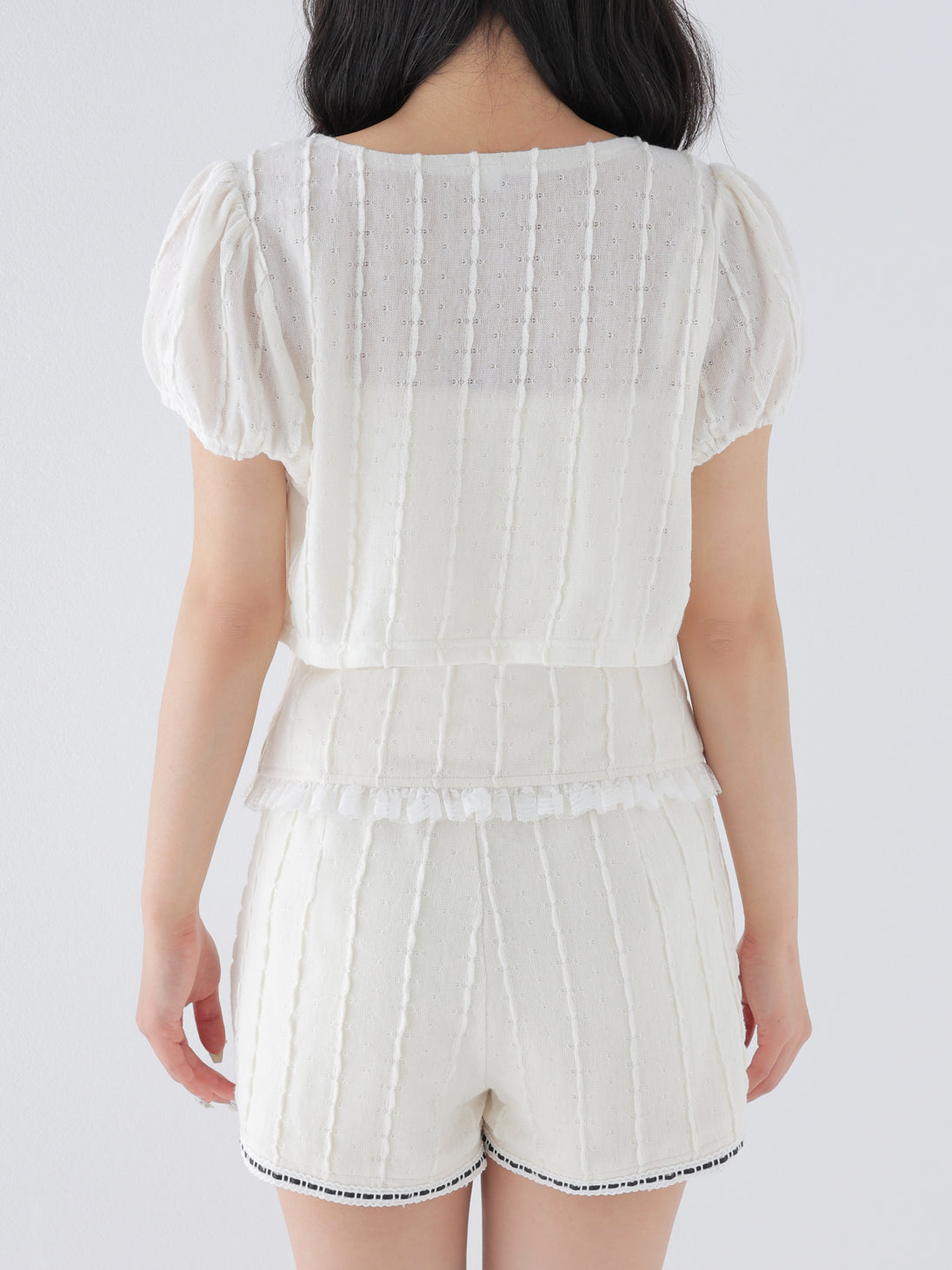 【Pre Order】Frill ribbon fit line 3piece setup(eme11059)