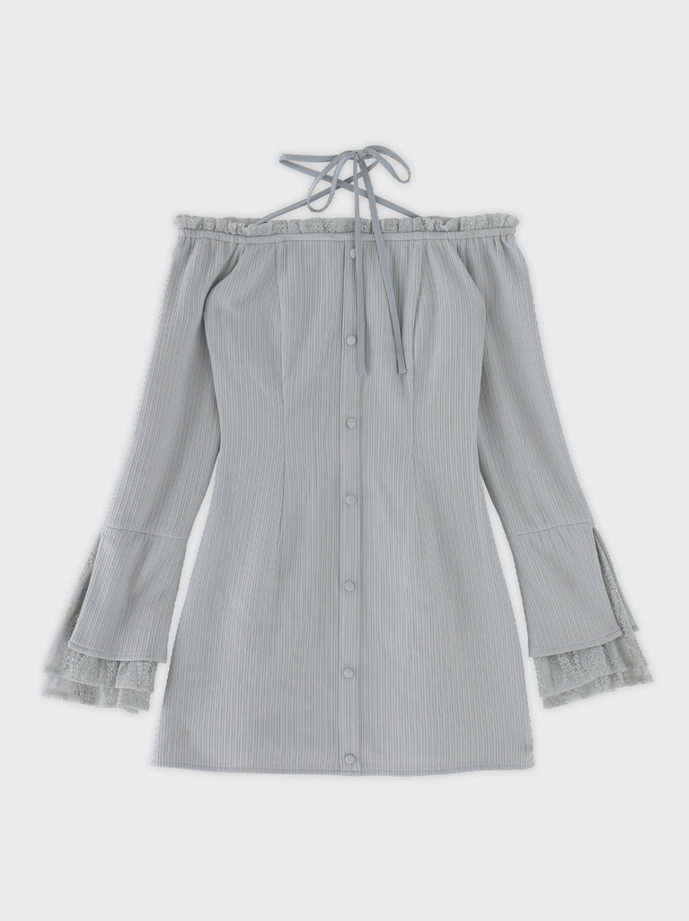 Lace trim rib mini onepiece(eme11060)