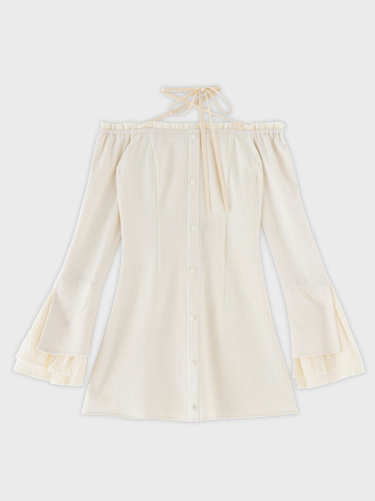 Lace trim rib mini onepiece(eme11060)