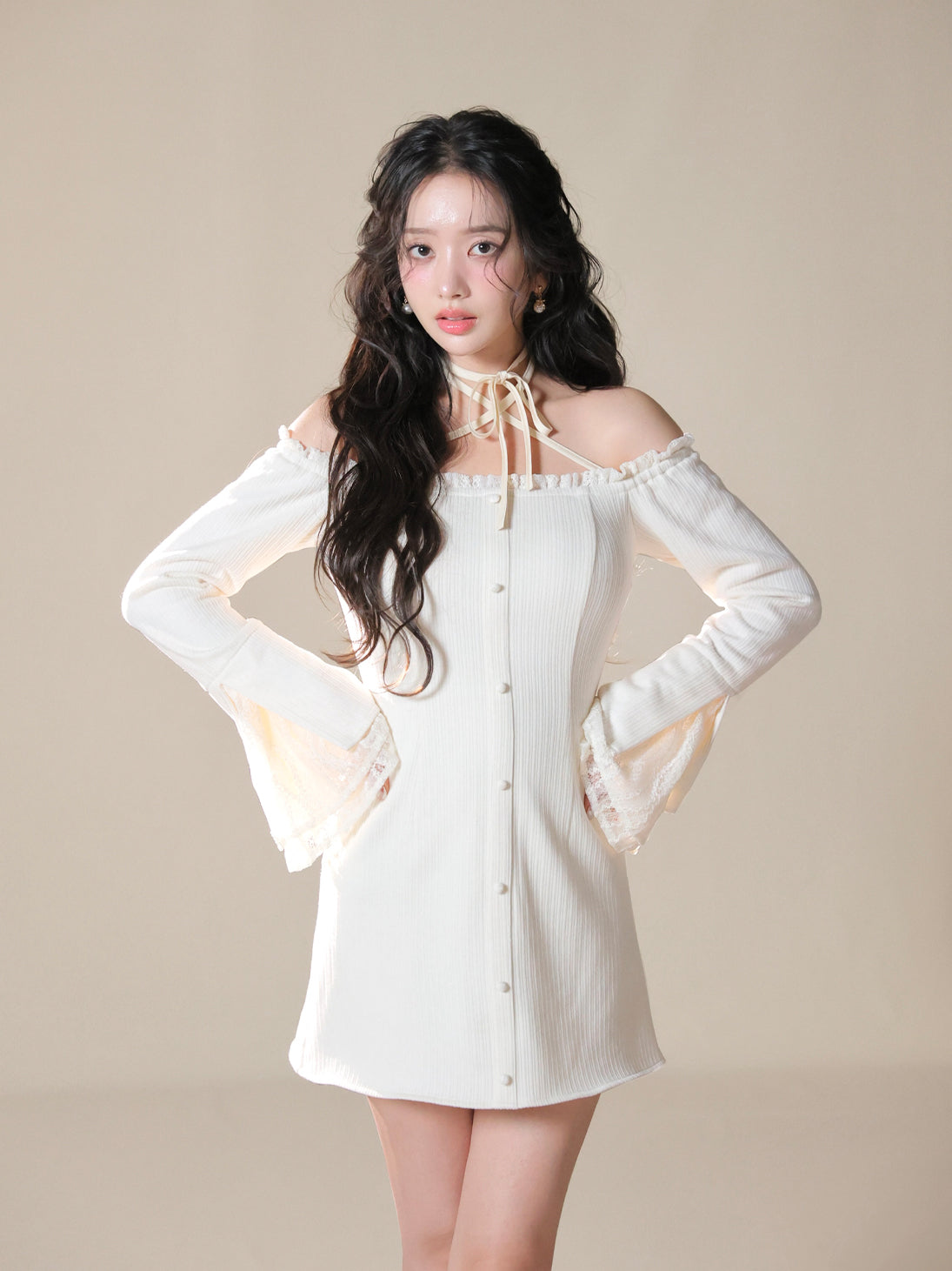 Lace trim rib mini onepiece(eme11060) – M me eme