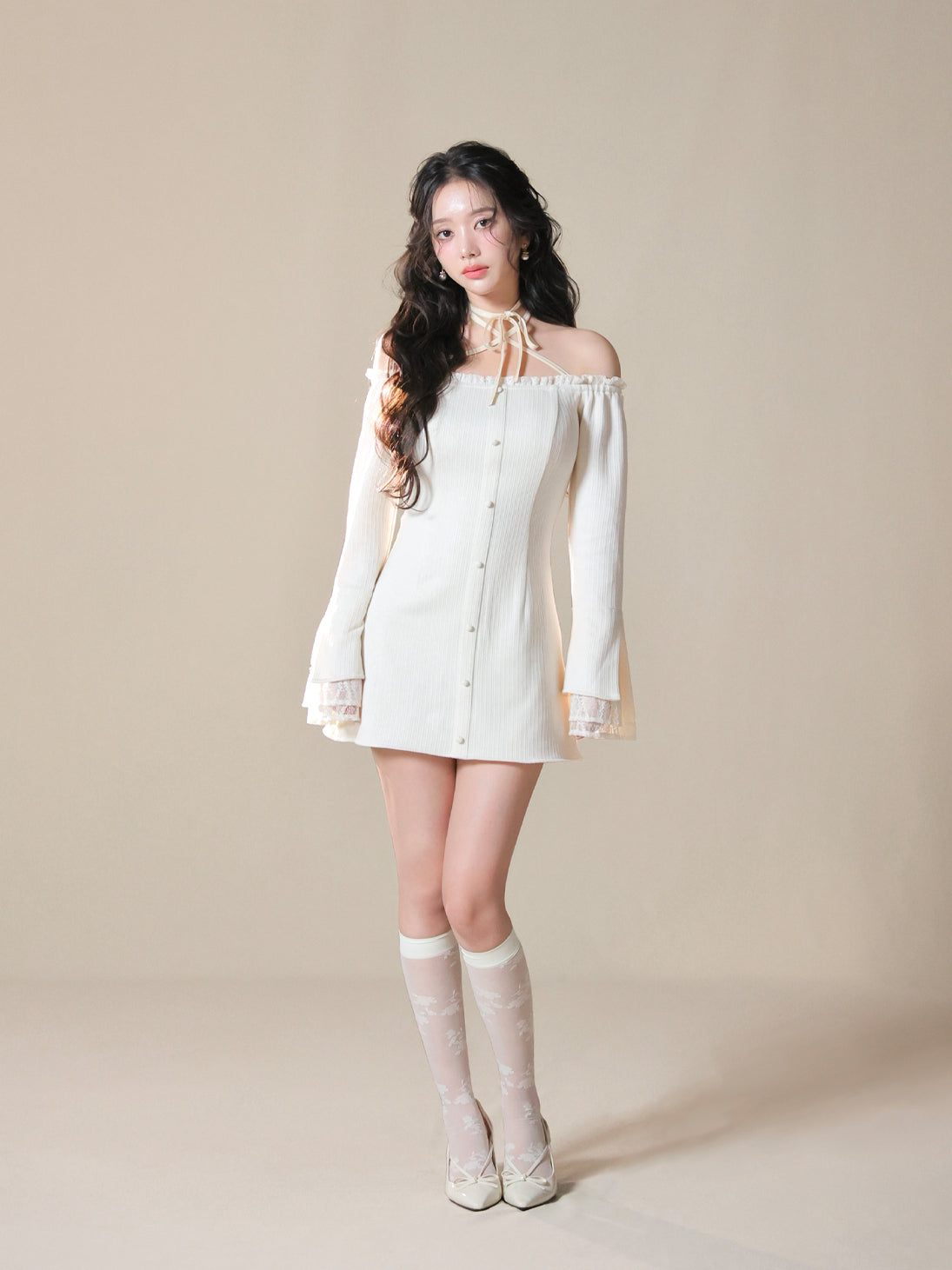 Lace trim rib mini onepiece(eme11060) – M me eme