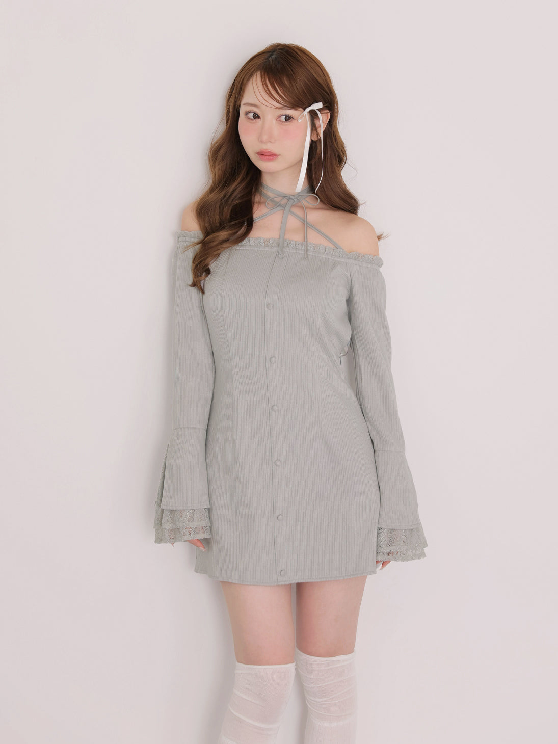 Lace trim rib mini onepiece(eme11060) – M me eme