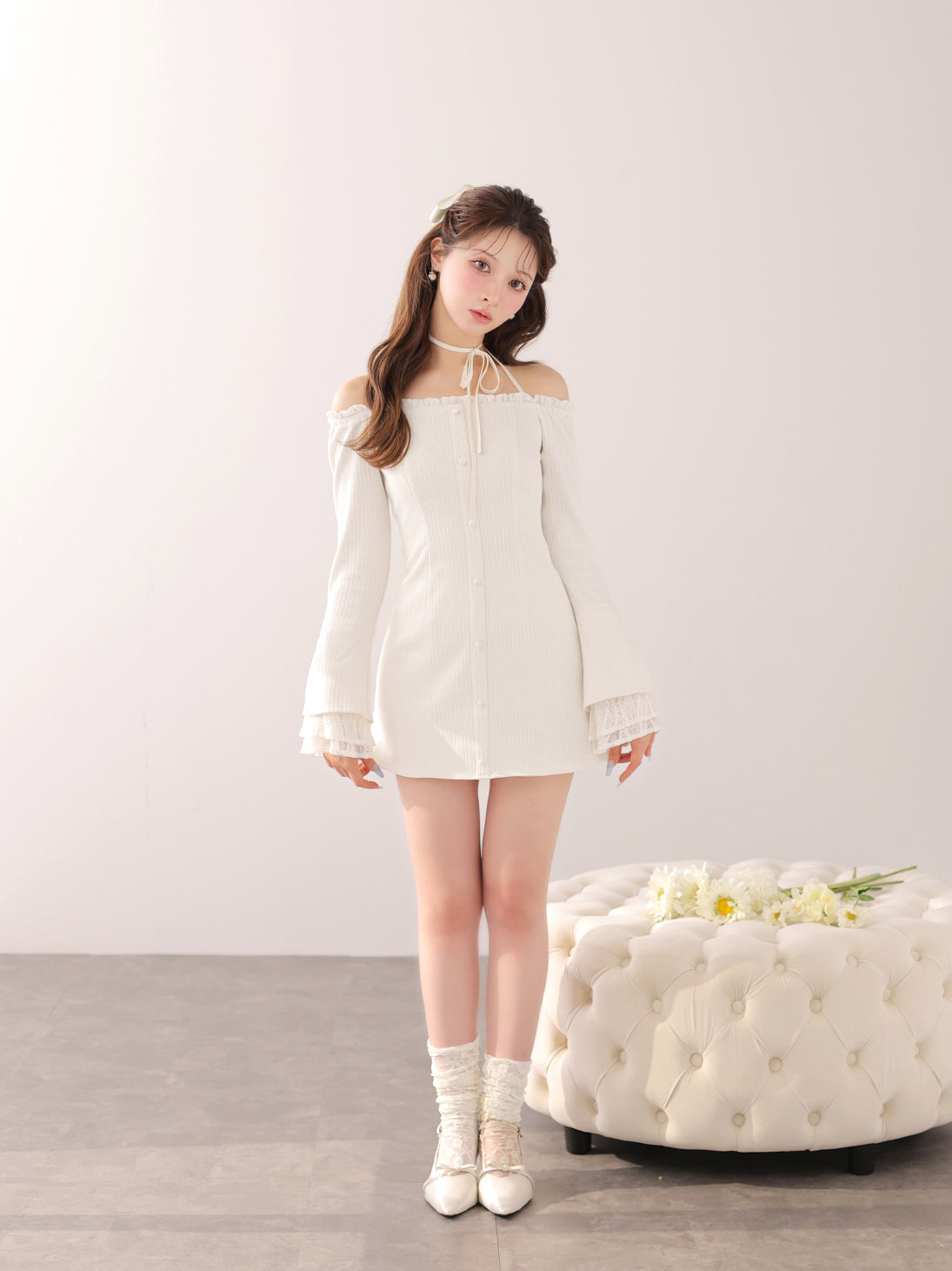 Lace trim rib mini onepiece(eme11060) – M me eme