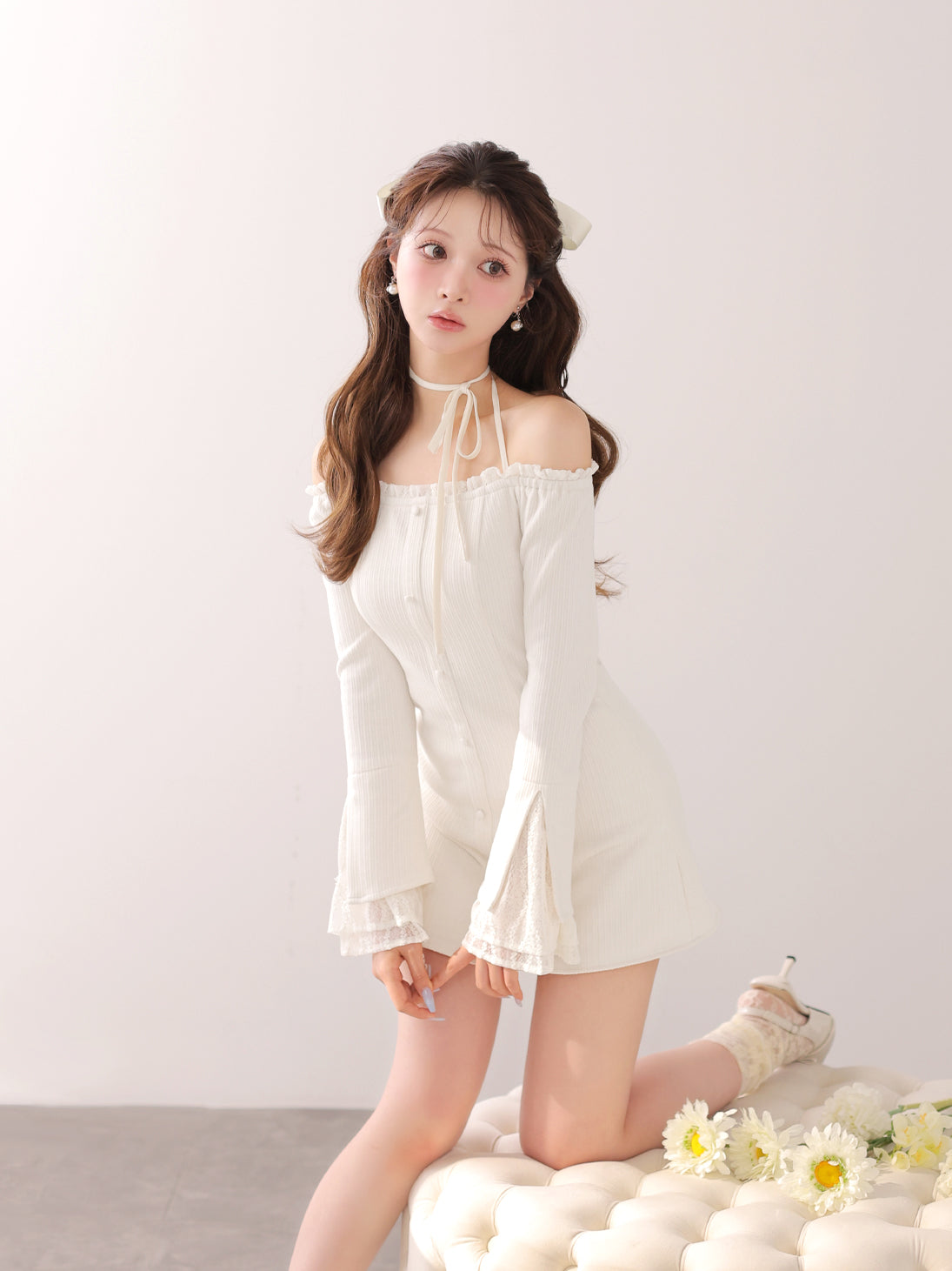 Lace trim rib mini onepiece(eme11060) – M me eme
