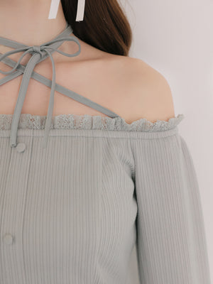 Lace trim rib mini onepiece(eme11060)