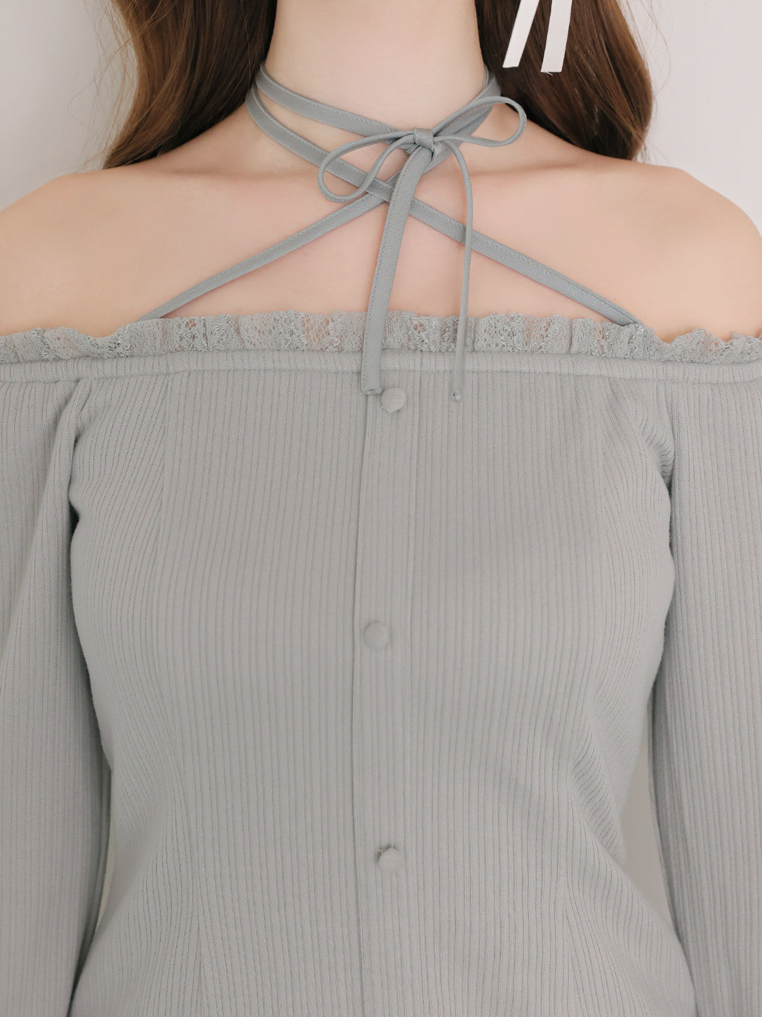 Lace trim rib mini onepiece(eme11060)