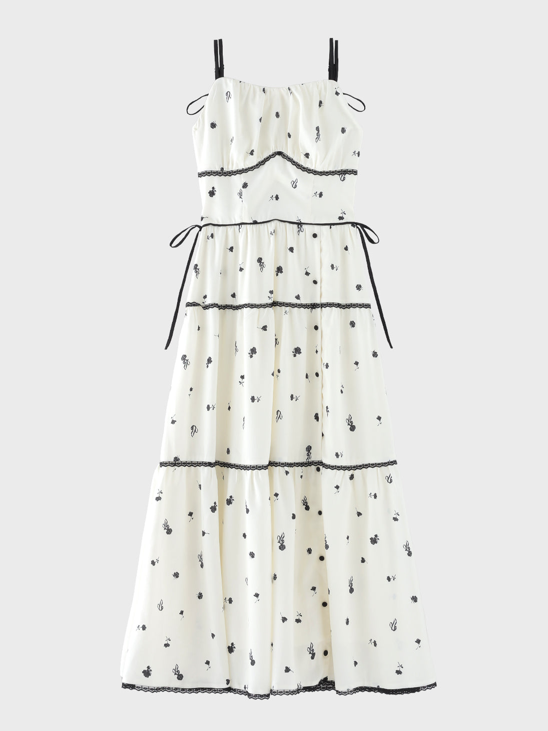 Monochrome flower ribbon onepiece(eme11062)
