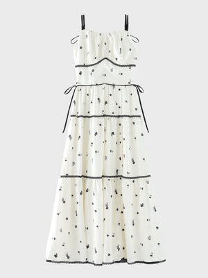Monochrome flower ribbon onepiece(eme11062)