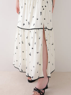 Monochrome flower ribbon onepiece(eme11062)